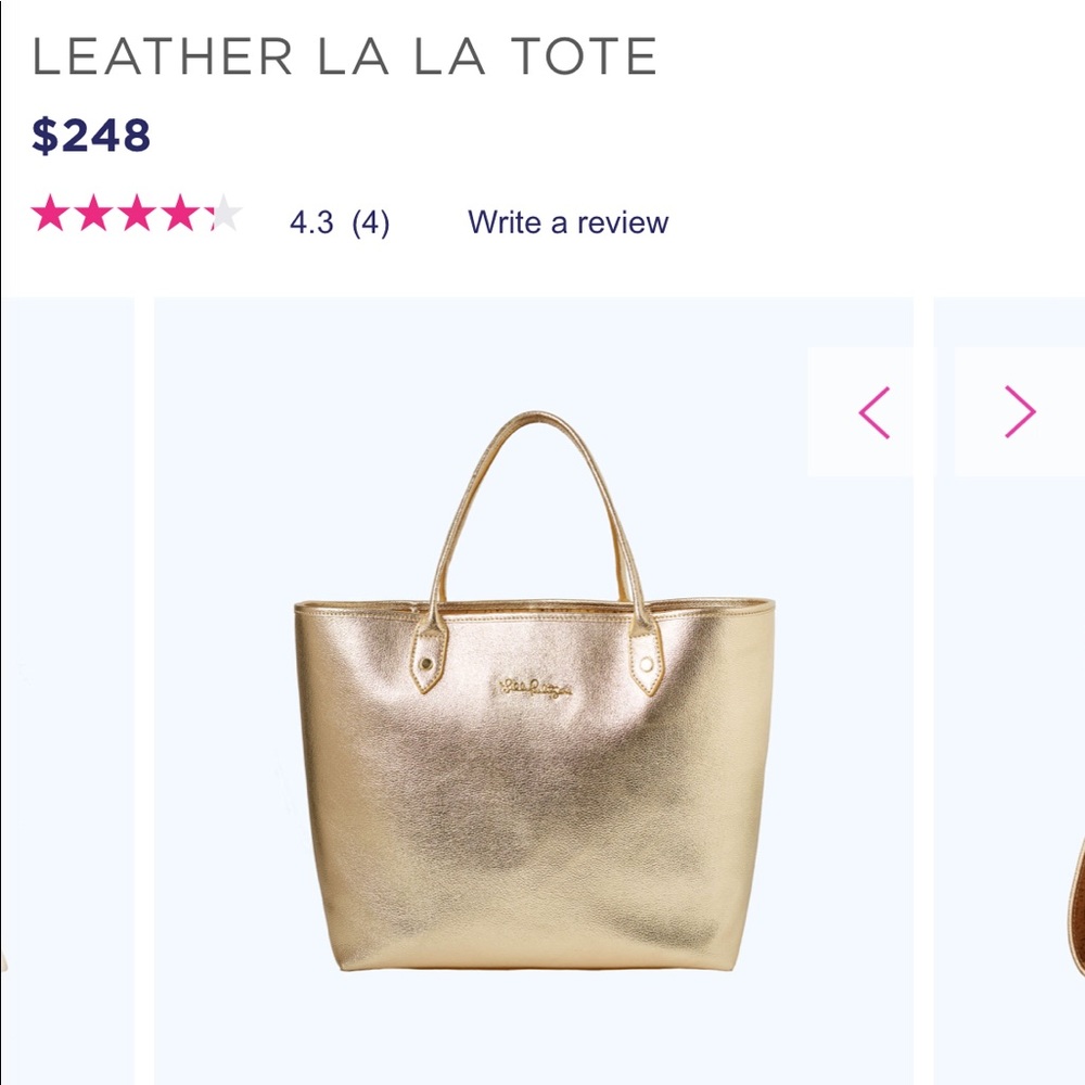 Lilly Pulitzer Gold Leather La La Tote